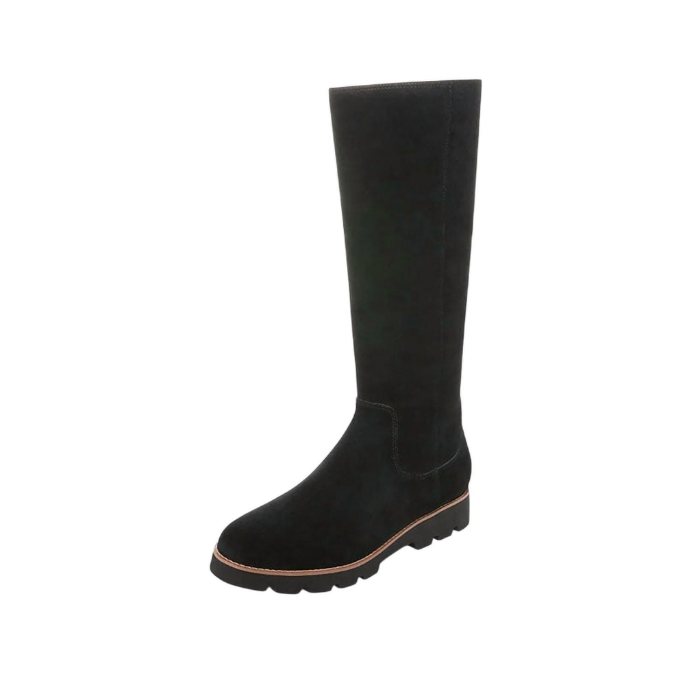 Vionic Gwen Women's 8.5 Black Suede Knee-High Boots Waterproof Round Toe